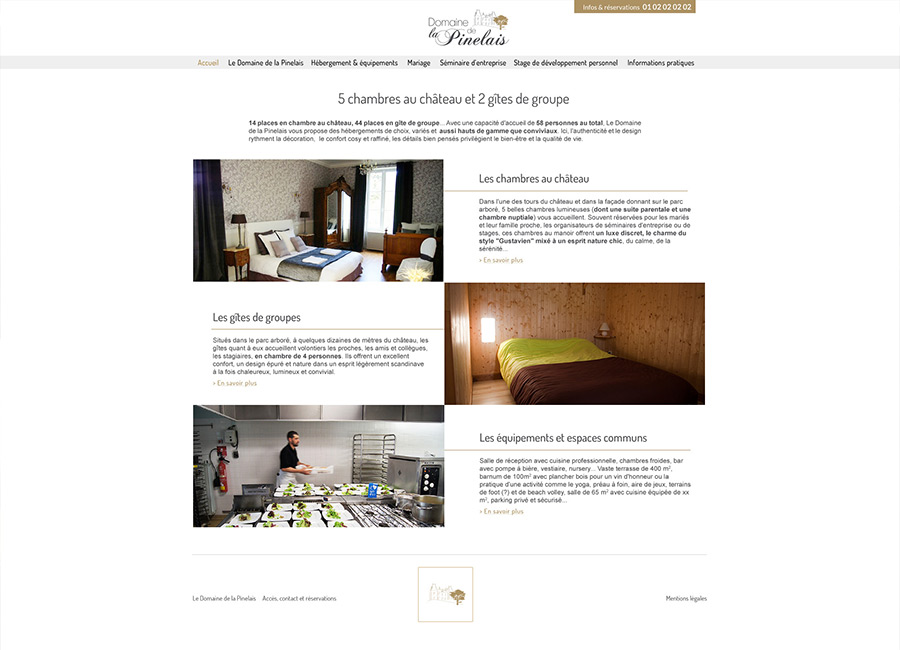 Julie béal Création de site internet Domaine de la Pinelais